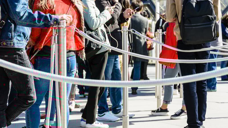 Crowd gathered in venue lines 